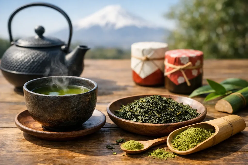 Japanista tuotu tee ja aidon laadun merkit
