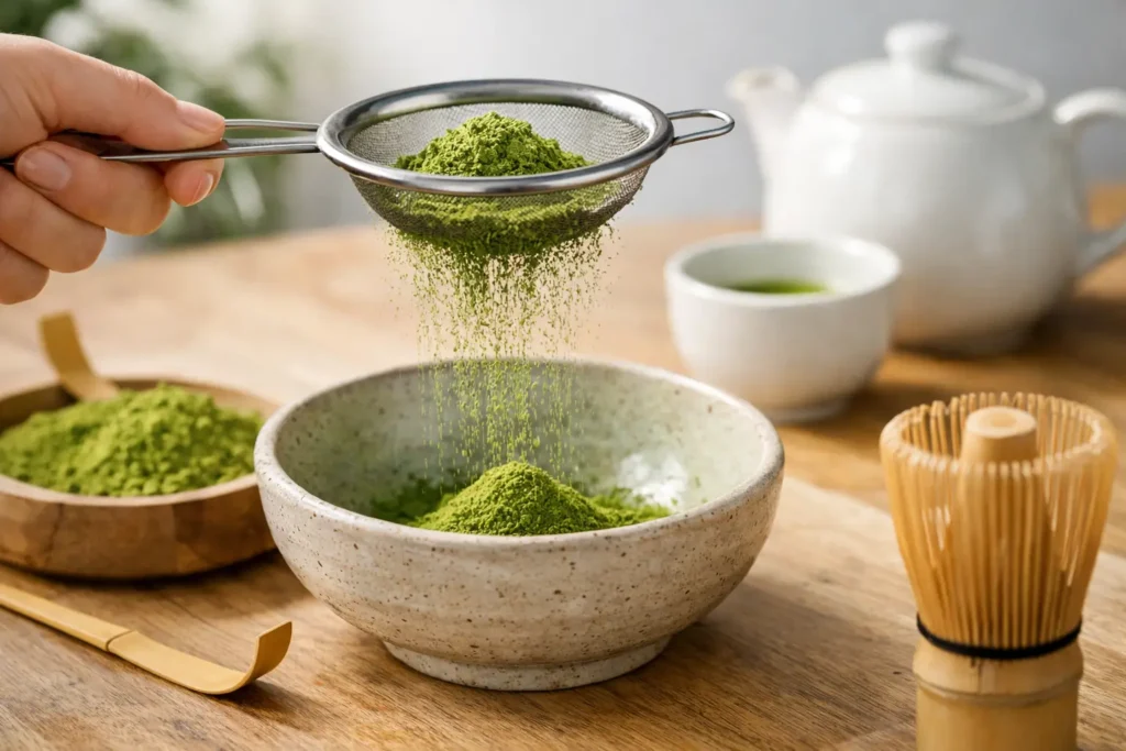Miten matcha siivilöidään oikein kotona?